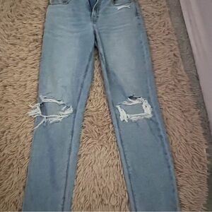 American Eagle Outfitters Blue Skinny Jeans with Distressed Knees